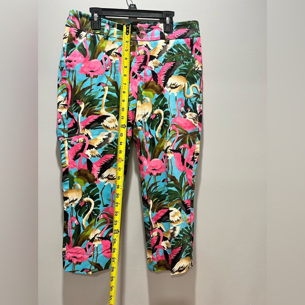 Women's Stretch‎ Loudmouth Golf Flamingo Print Capri Cropped Pants Size 4 - Picture 13 of 14